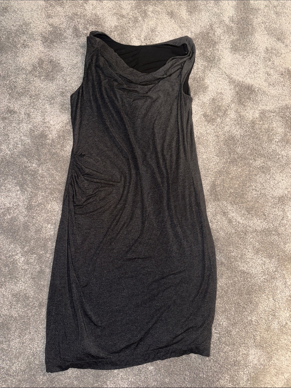 Sleeveless Black Draped Neck Women's Dress